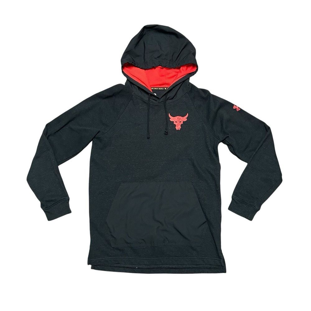 Under Armour Project Rock‎ Hoodie Small Black Blood Sweat Respect Terry Snake
